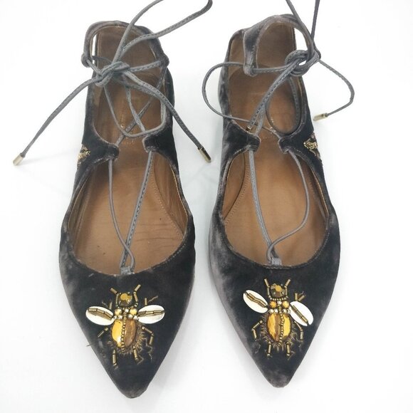 Aquazzura Christy Fauna Bee Embellished Flats 36.5 - Picture 2 of 10